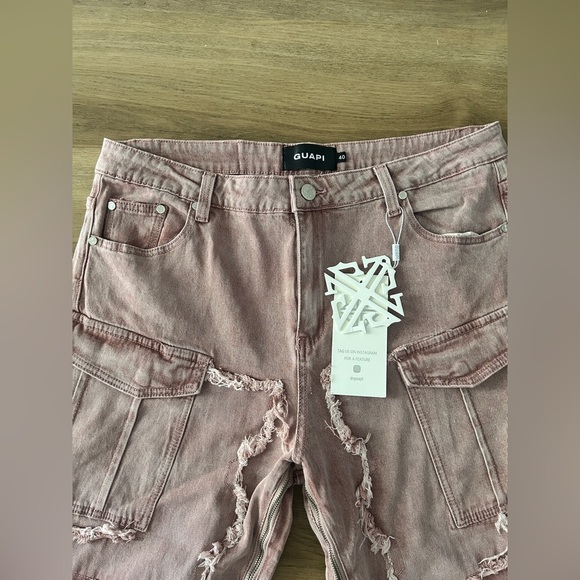 GUAPI Shredded Cargo Jeans in Mauve Pink – EU Size 40/ US Size 6– NWT - Picture 5 of 14